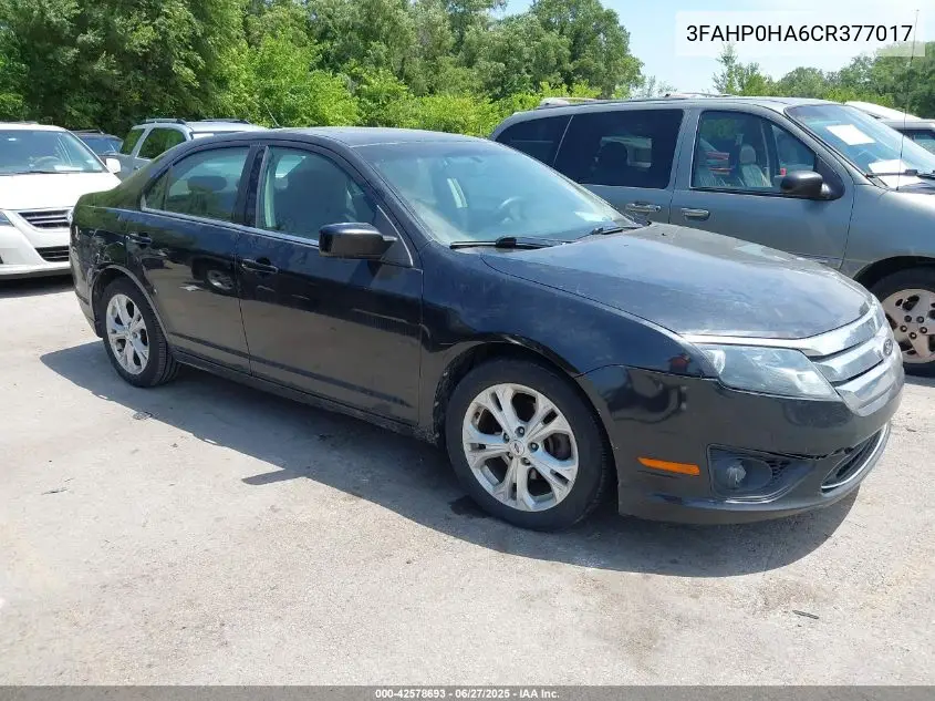 2012 Ford Fusion Se VIN: 3FAHP0HA6CR377017 Lot: 42578693