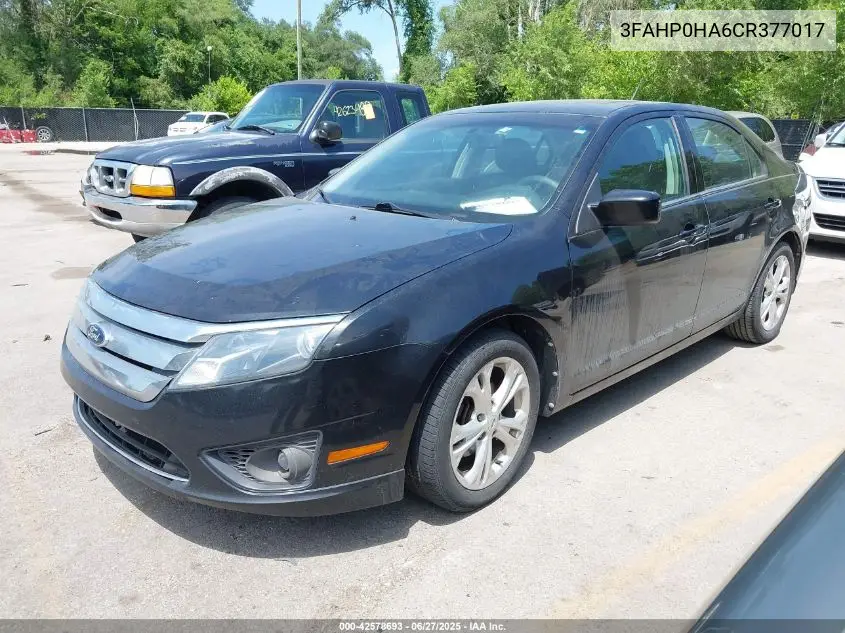 2012 Ford Fusion Se VIN: 3FAHP0HA6CR377017 Lot: 42578693