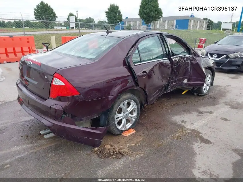 2012 Ford Fusion Se VIN: 3FAHP0HA1CR396137 Lot: 42606777
