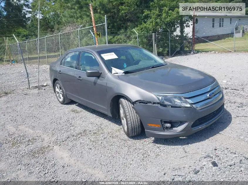 2012 Ford Fusion Se VIN: 3FAHP0HA5CR196975 Lot: 42607026