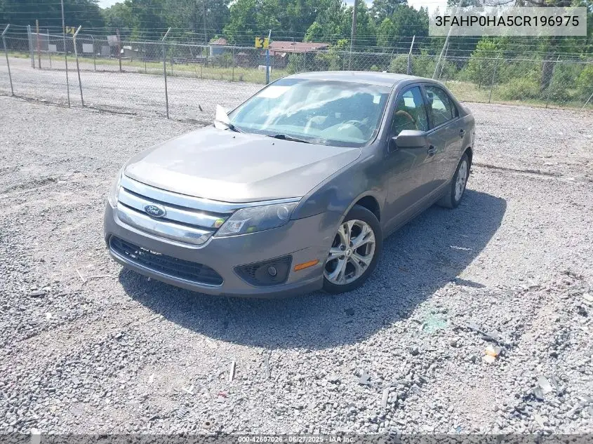 2012 Ford Fusion Se VIN: 3FAHP0HA5CR196975 Lot: 42607026