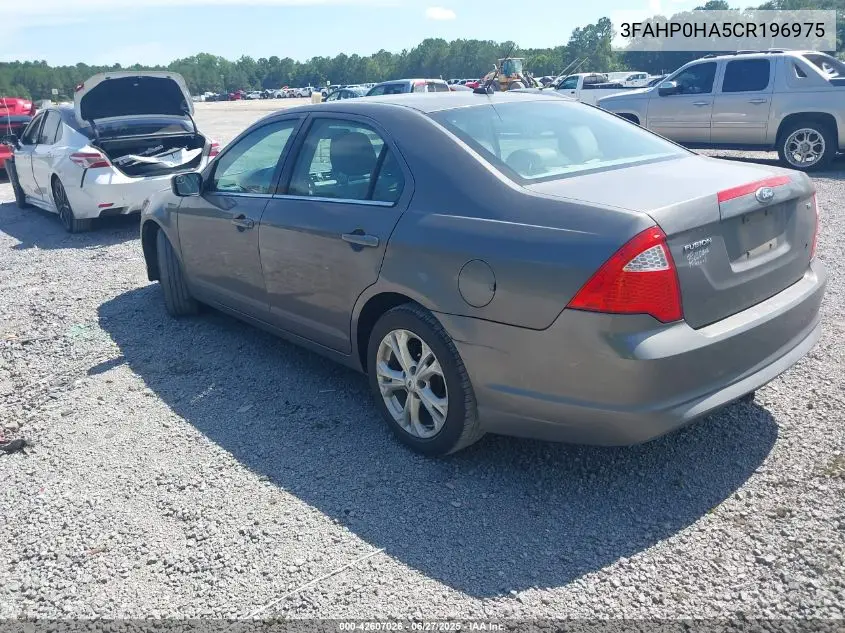 2012 Ford Fusion Se VIN: 3FAHP0HA5CR196975 Lot: 42607026