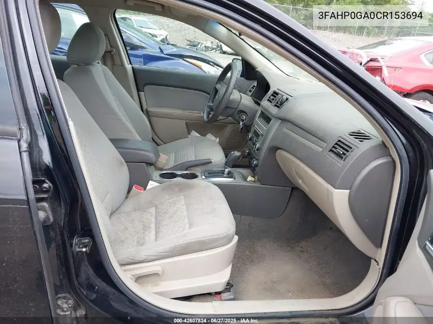 2012 Ford Fusion S VIN: 3FAHP0GA0CR153694 Lot: 42607834