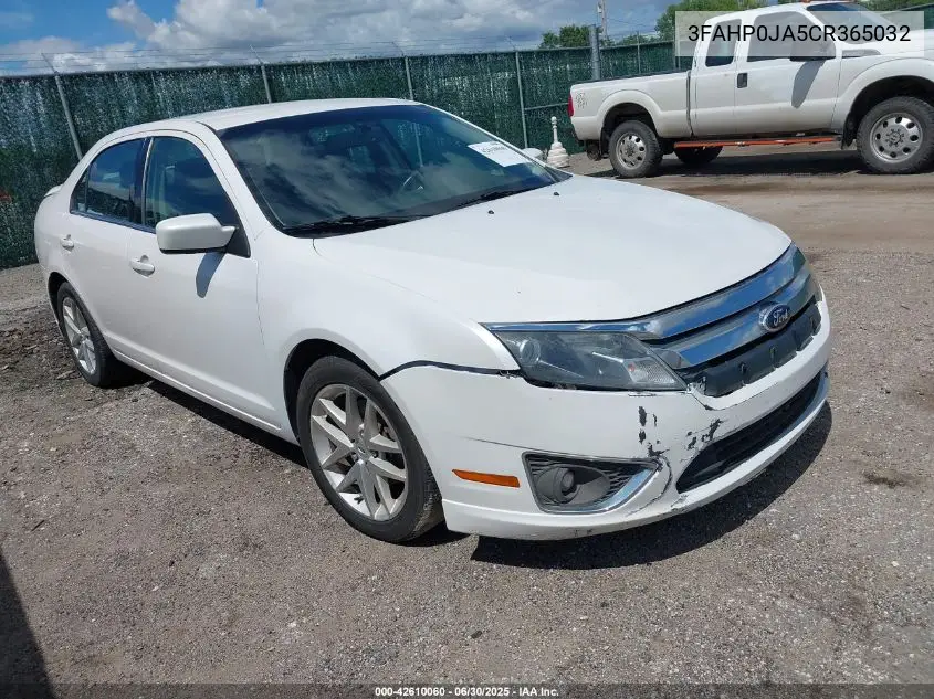 2012 Ford Fusion Sel VIN: 3FAHP0JA5CR365032 Lot: 42610060