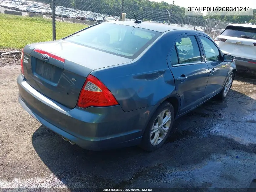 2012 Ford Fusion Se VIN: 3FAHP0HA2CR341244 Lot: 42615835