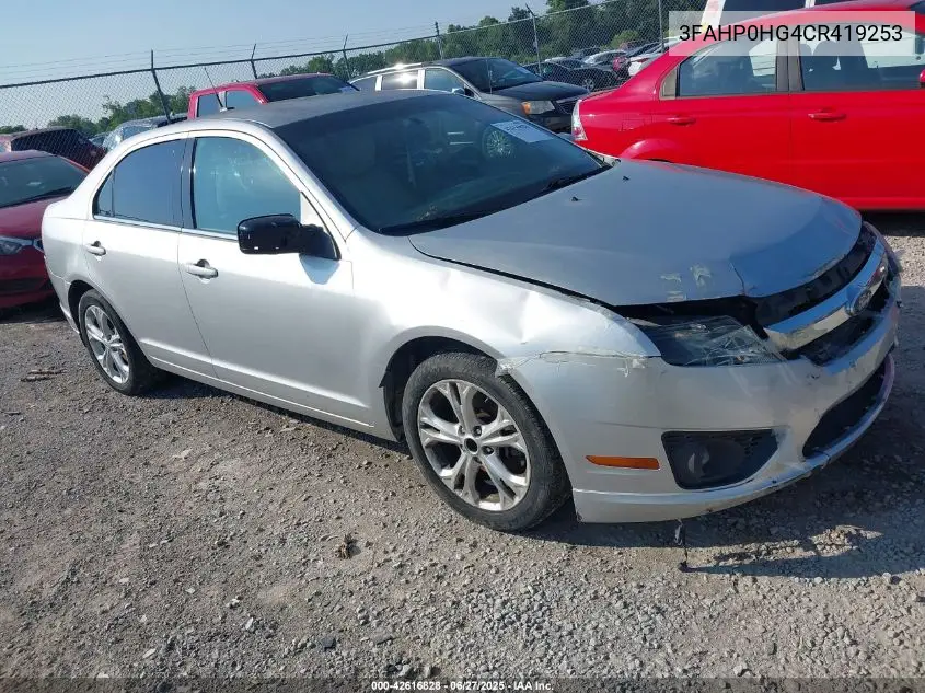 2012 Ford Fusion Se VIN: 3FAHP0HG4CR419253 Lot: 42616828