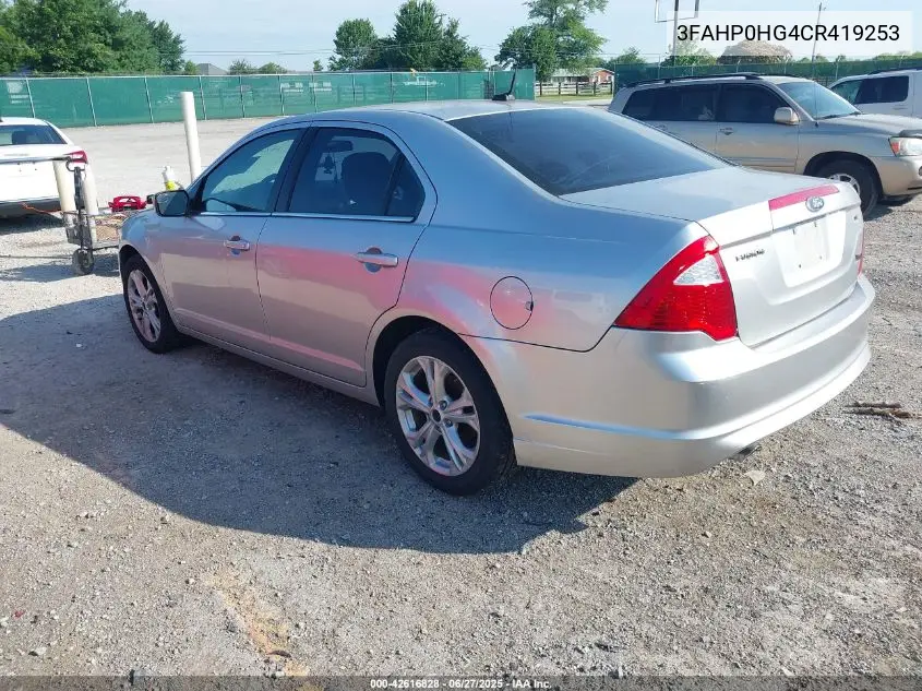 2012 Ford Fusion Se VIN: 3FAHP0HG4CR419253 Lot: 42616828