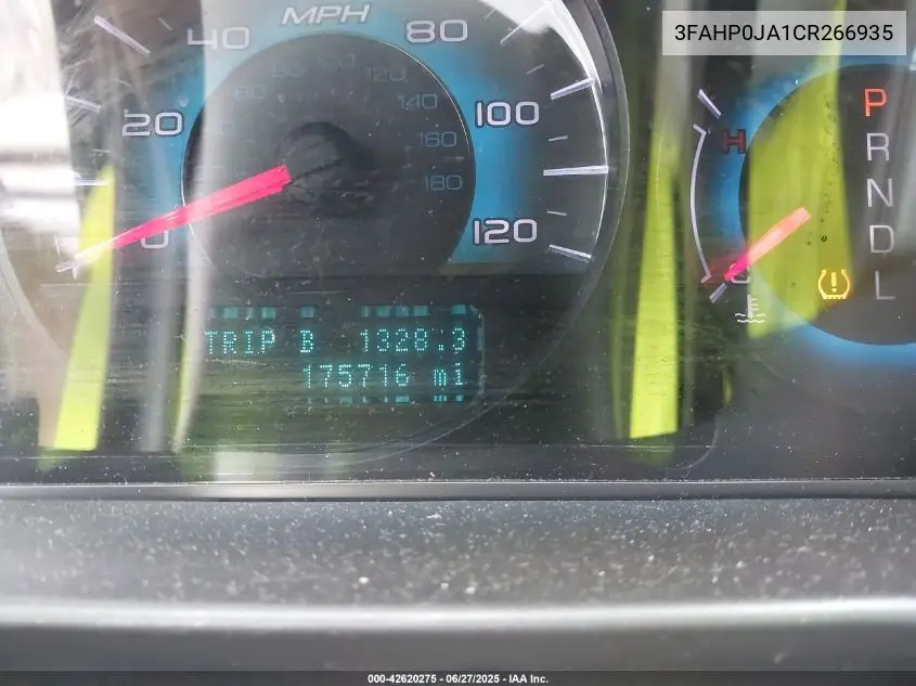 2012 Ford Fusion Sel VIN: 3FAHP0JA1CR266935 Lot: 42620275