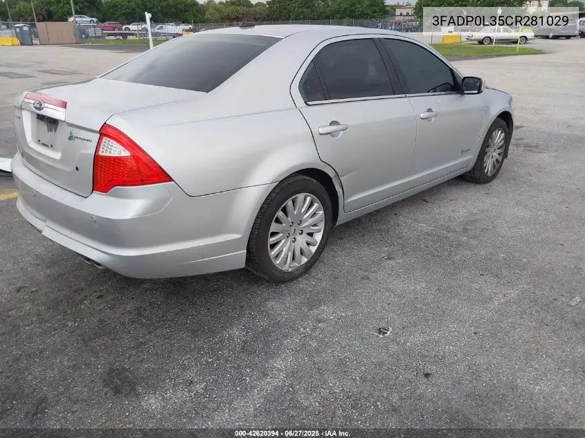 2012 Ford Fusion Hybrid VIN: 3FADP0L35CR281029 Lot: 42620394