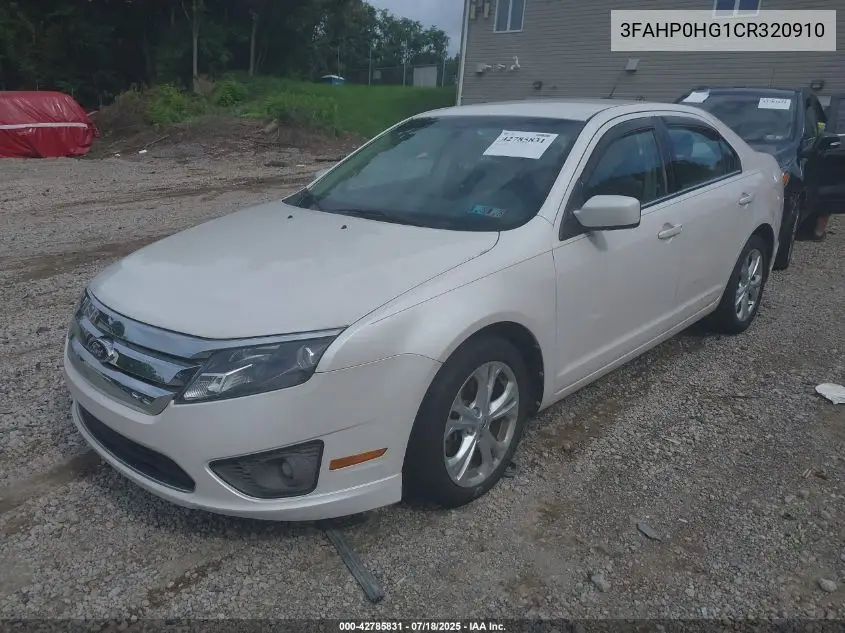2012 Ford Fusion Se VIN: 3FAHP0HG1CR320910 Lot: 42785831