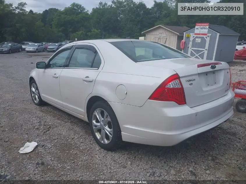 2012 Ford Fusion Se VIN: 3FAHP0HG1CR320910 Lot: 42785831