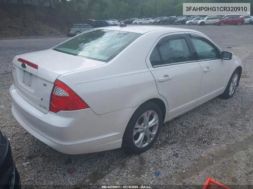 2012 Ford Fusion Se VIN: 3FAHP0HG1CR320910 Lot: 42785831