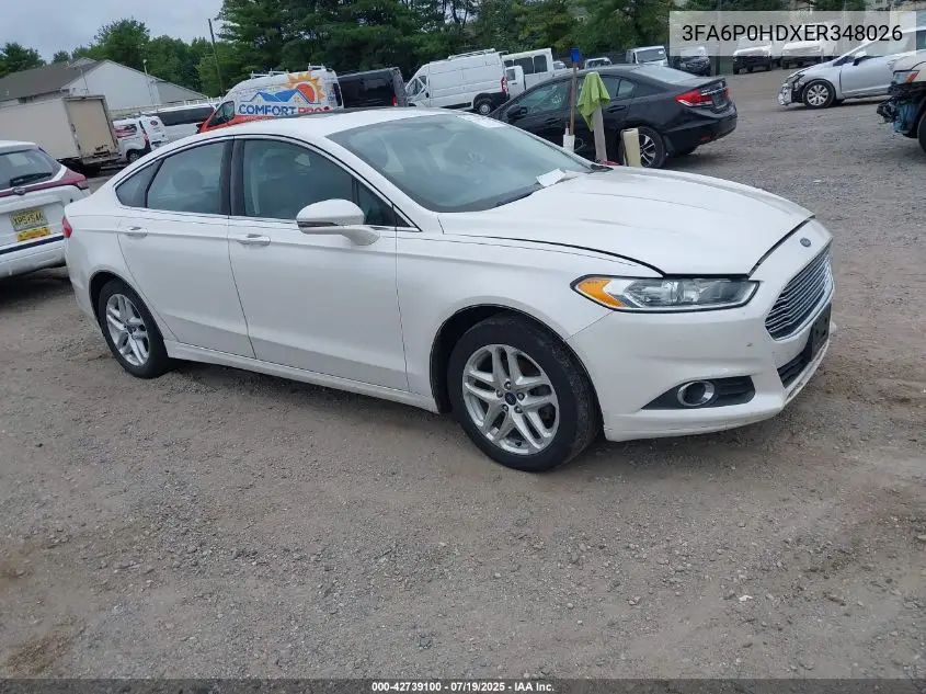 2014 Ford Fusion Se VIN: 3FA6P0HDXER348026 Lot: 42739100