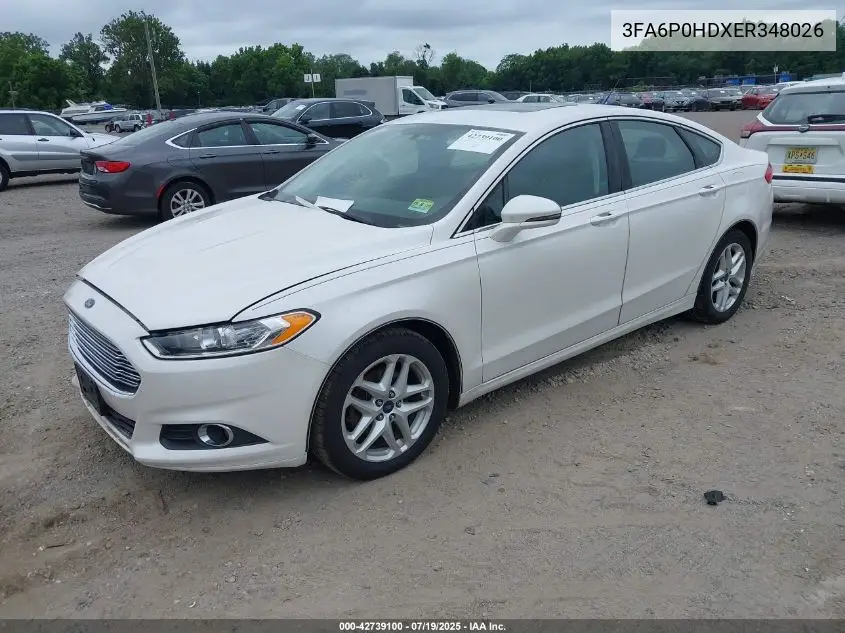 2014 Ford Fusion Se VIN: 3FA6P0HDXER348026 Lot: 42739100