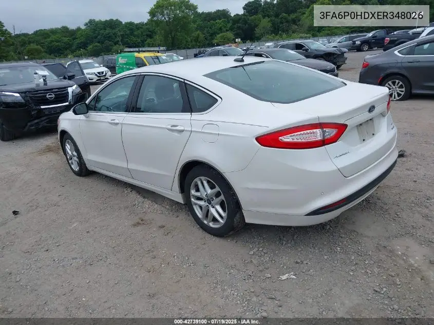 2014 Ford Fusion Se VIN: 3FA6P0HDXER348026 Lot: 42739100