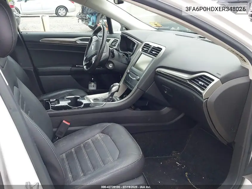 2014 Ford Fusion Se VIN: 3FA6P0HDXER348026 Lot: 42739100