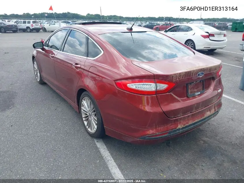 2014 Ford Fusion Se VIN: 3FA6P0HD1ER313164 Lot: 42752857