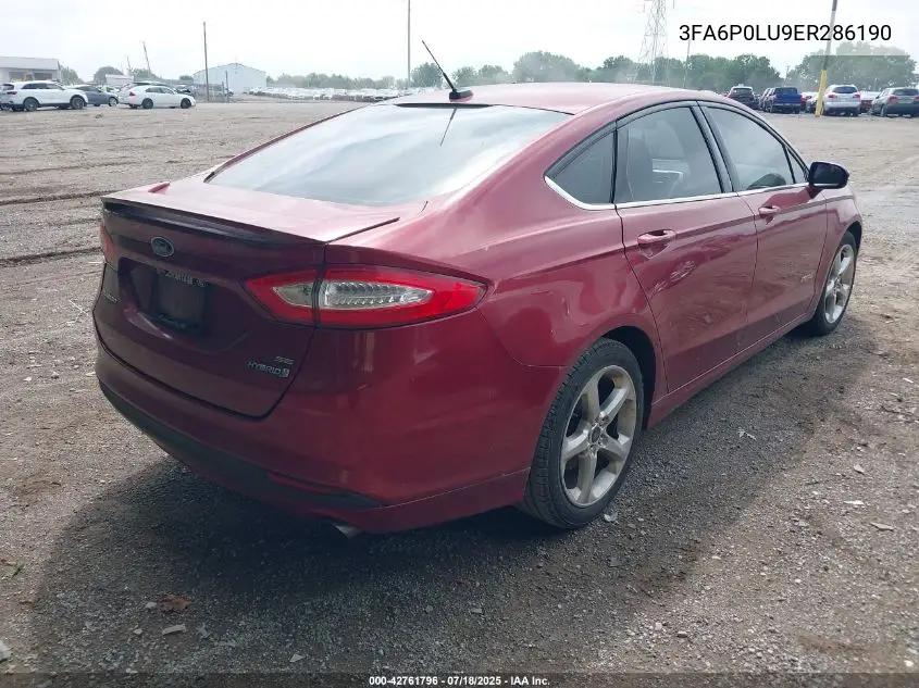 2014 Ford Fusion Hybrid Se VIN: 3FA6P0LU9ER286190 Lot: 42761796