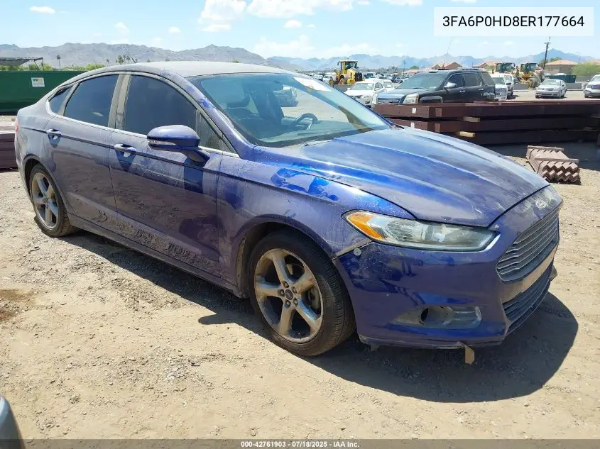 2014 Ford Fusion Se VIN: 3FA6P0HD8ER177664 Lot: 42761903