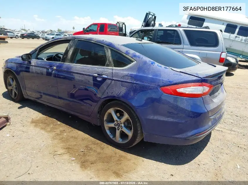 2014 Ford Fusion Se VIN: 3FA6P0HD8ER177664 Lot: 42761903