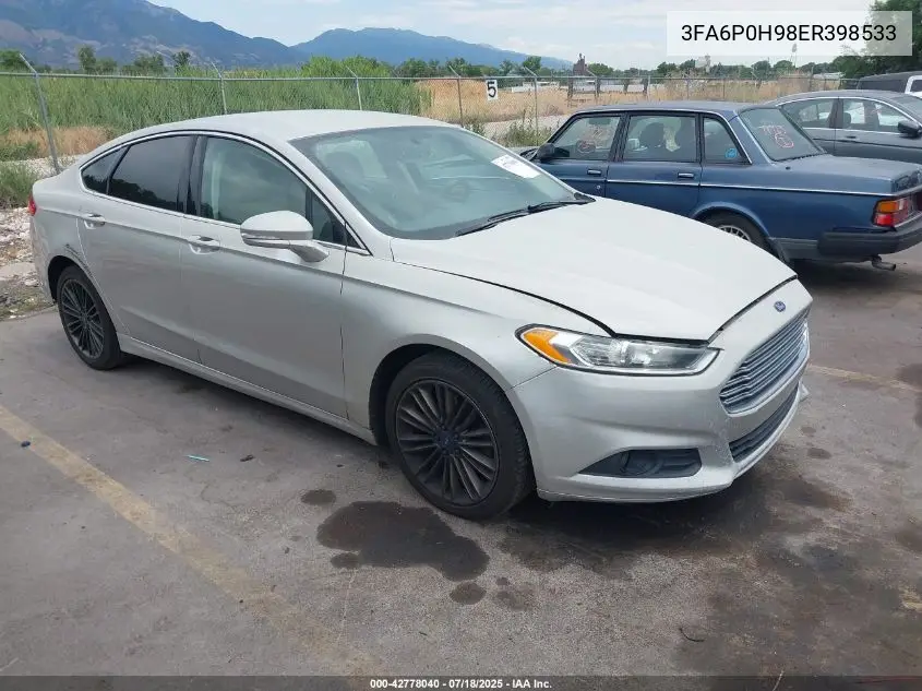2014 Ford Fusion Se VIN: 3FA6P0H98ER398533 Lot: 42778040