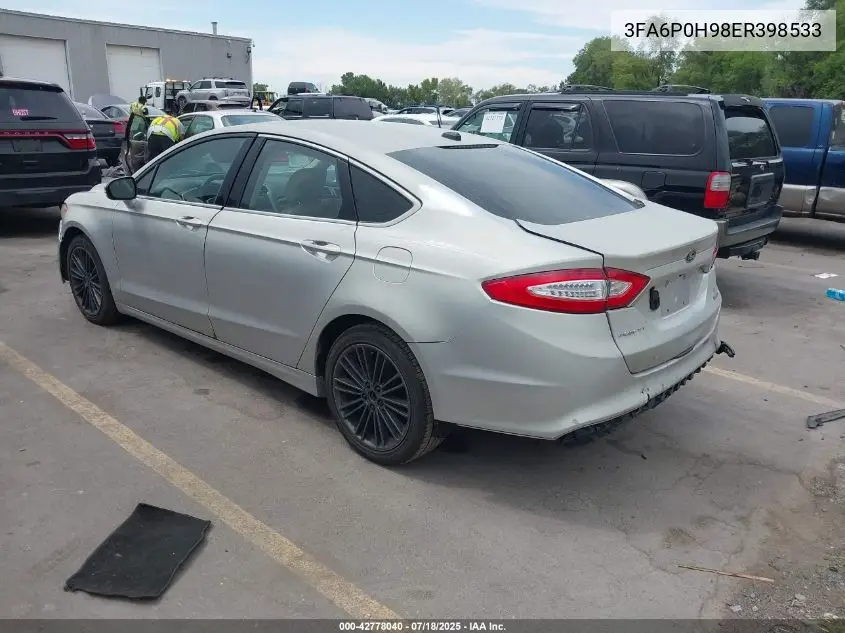 2014 Ford Fusion Se VIN: 3FA6P0H98ER398533 Lot: 42778040