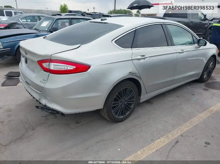 2014 Ford Fusion Se VIN: 3FA6P0H98ER398533 Lot: 42778040