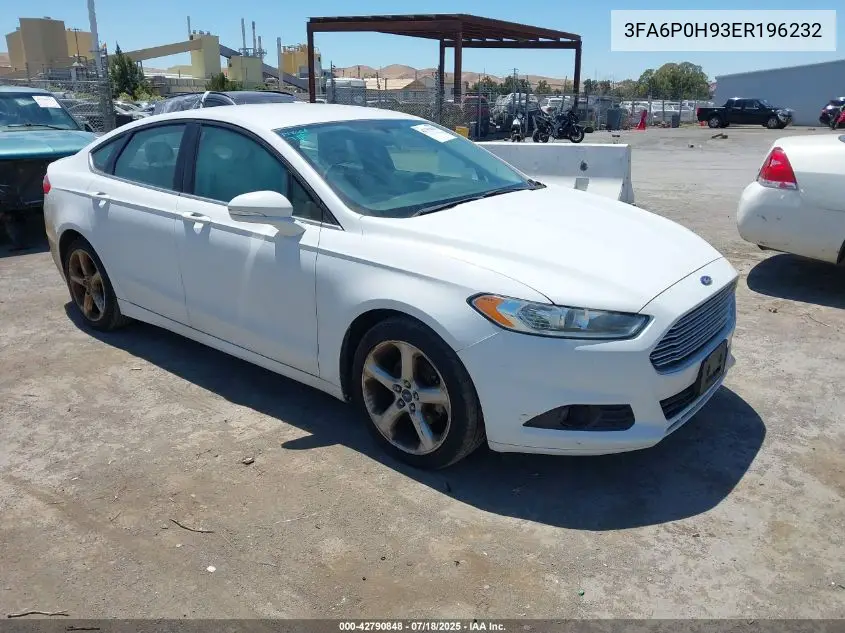 2014 Ford Fusion Se VIN: 3FA6P0H93ER196232 Lot: 42790848