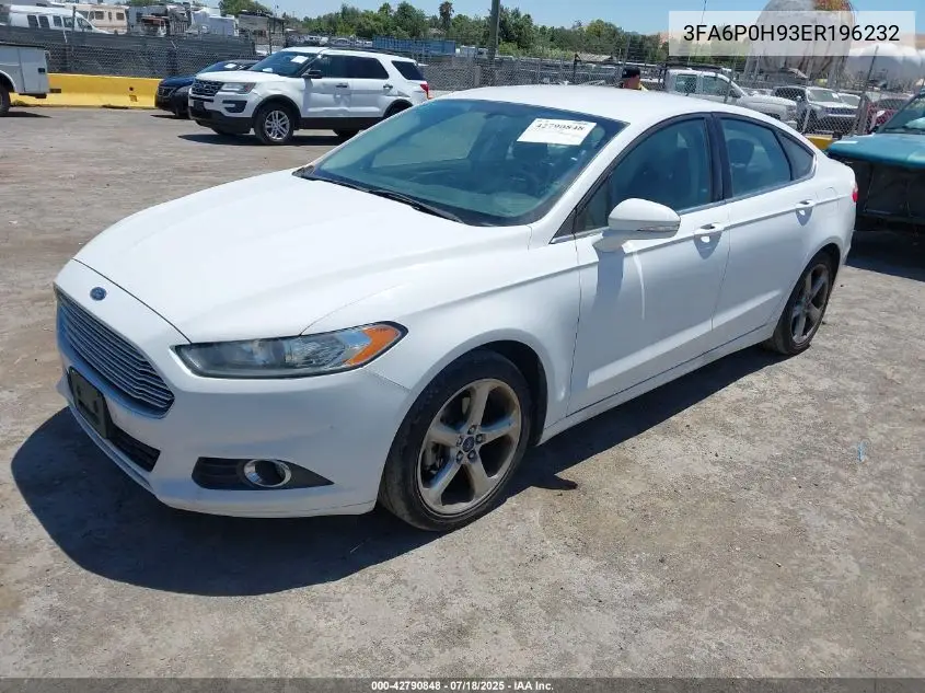 2014 Ford Fusion Se VIN: 3FA6P0H93ER196232 Lot: 42790848