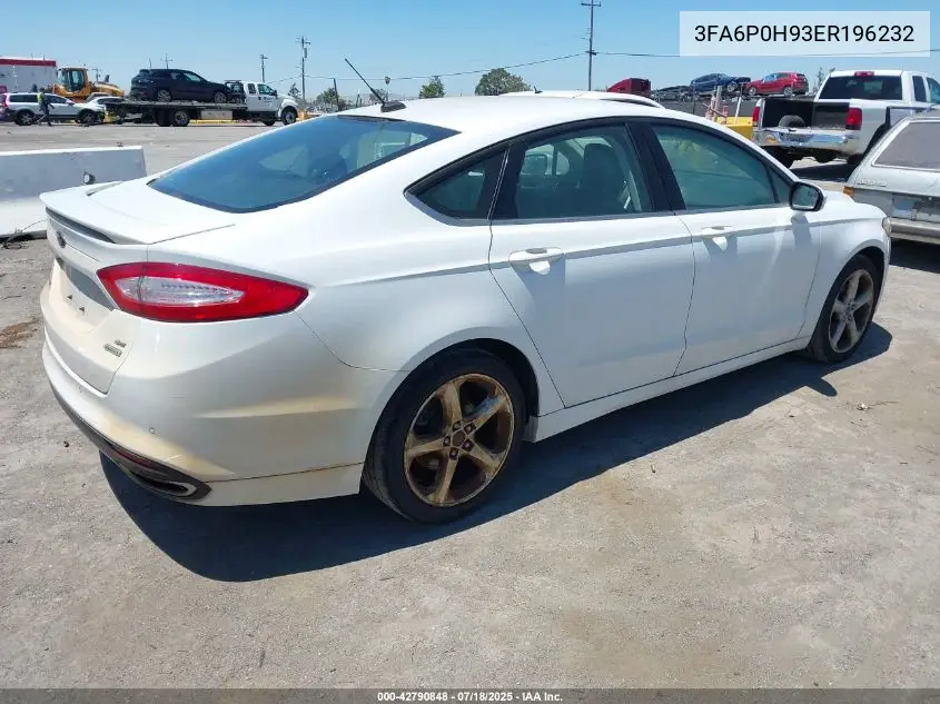 2014 Ford Fusion Se VIN: 3FA6P0H93ER196232 Lot: 42790848