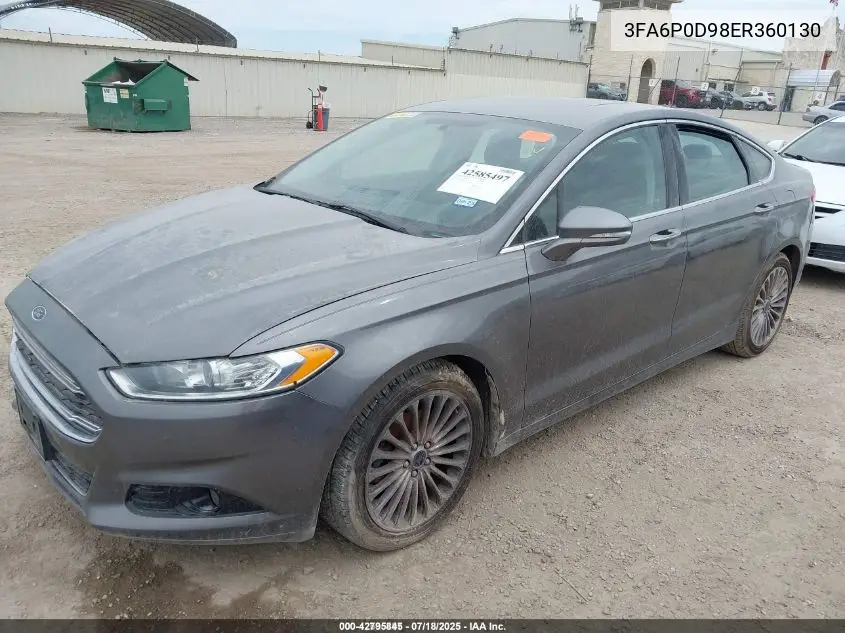 2014 Ford Fusion Titanium VIN: 3FA6P0D98ER360130 Lot: 42795845