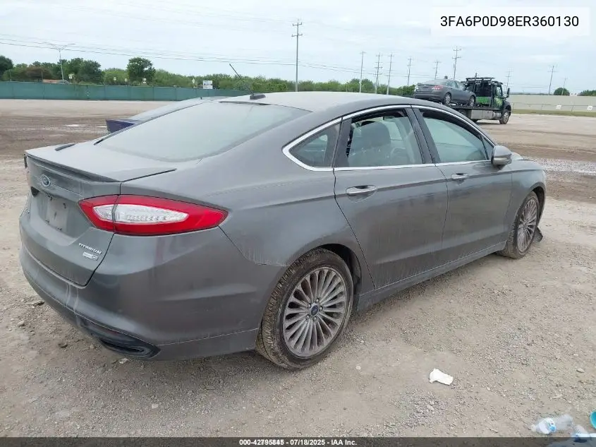 2014 Ford Fusion Titanium VIN: 3FA6P0D98ER360130 Lot: 42795845