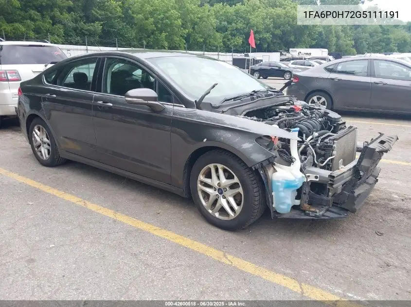 2016 Ford Fusion Se VIN: 1FA6P0H72G5111191 Lot: 42600518