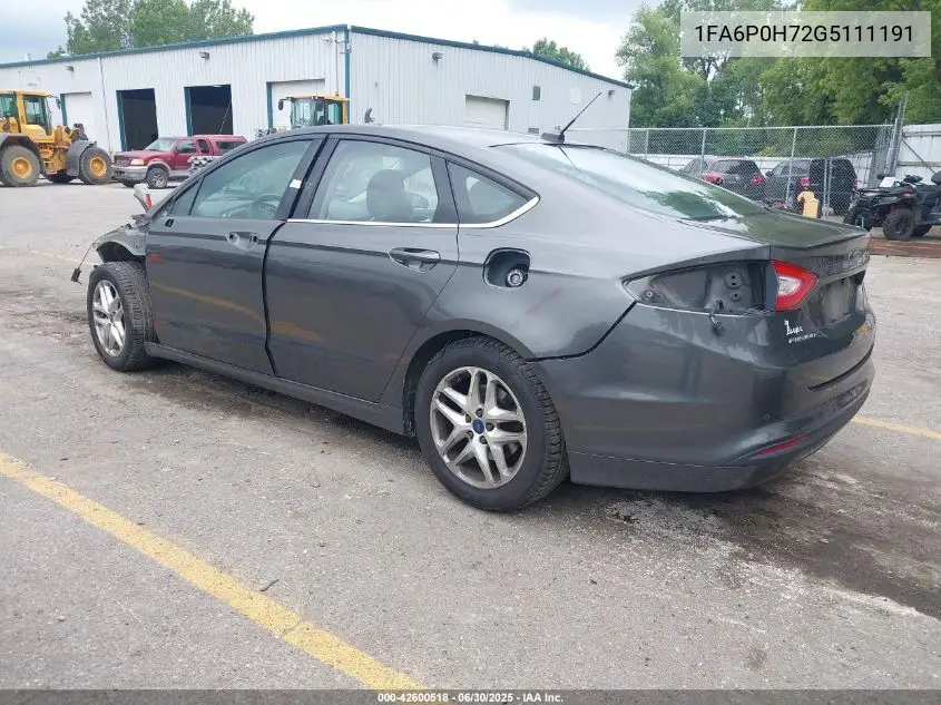 2016 Ford Fusion Se VIN: 1FA6P0H72G5111191 Lot: 42600518