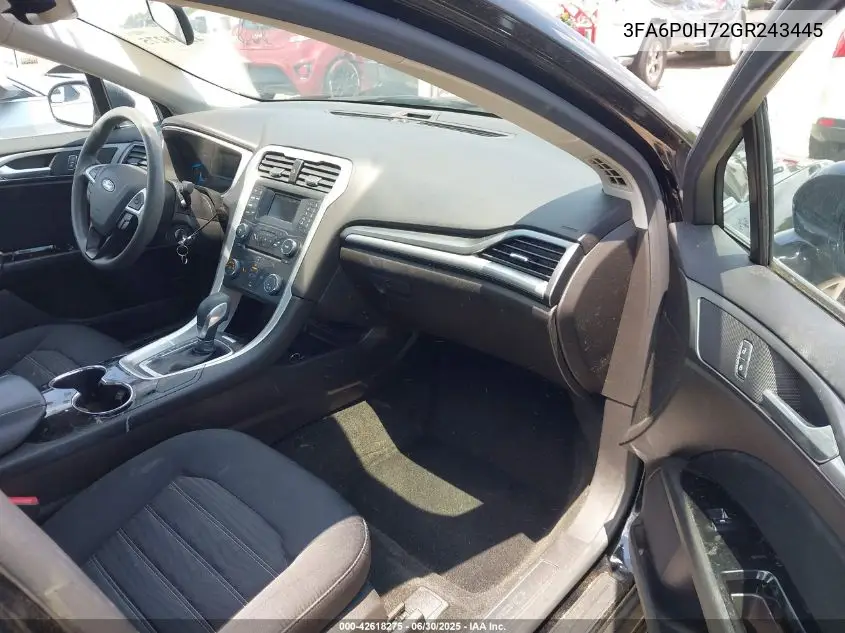 2016 Ford Fusion Se VIN: 3FA6P0H72GR243445 Lot: 42618275