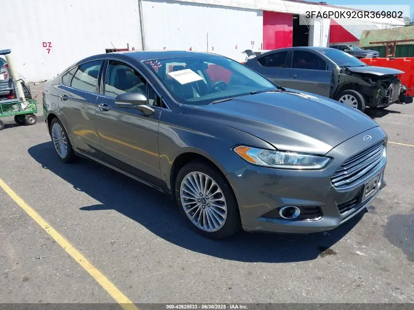 2016 Ford Fusion Titanium VIN: 3FA6P0K92GR369802 Lot: 42625533