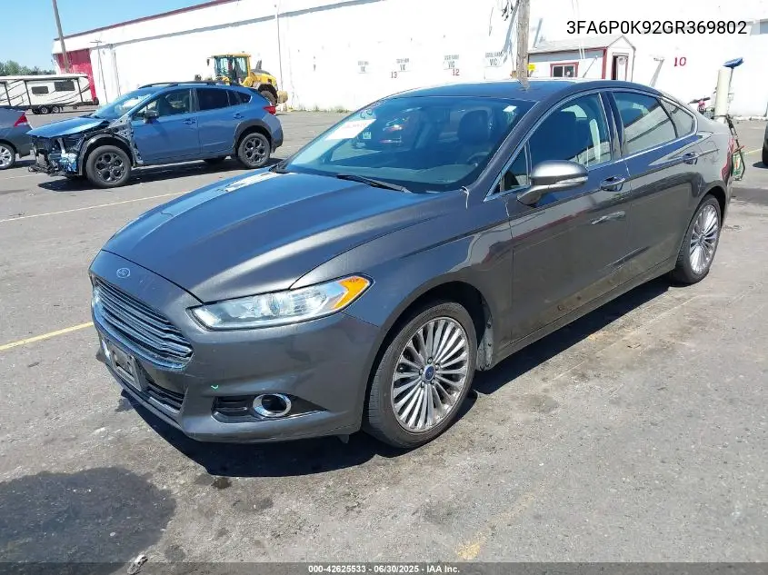 2016 Ford Fusion Titanium VIN: 3FA6P0K92GR369802 Lot: 42625533