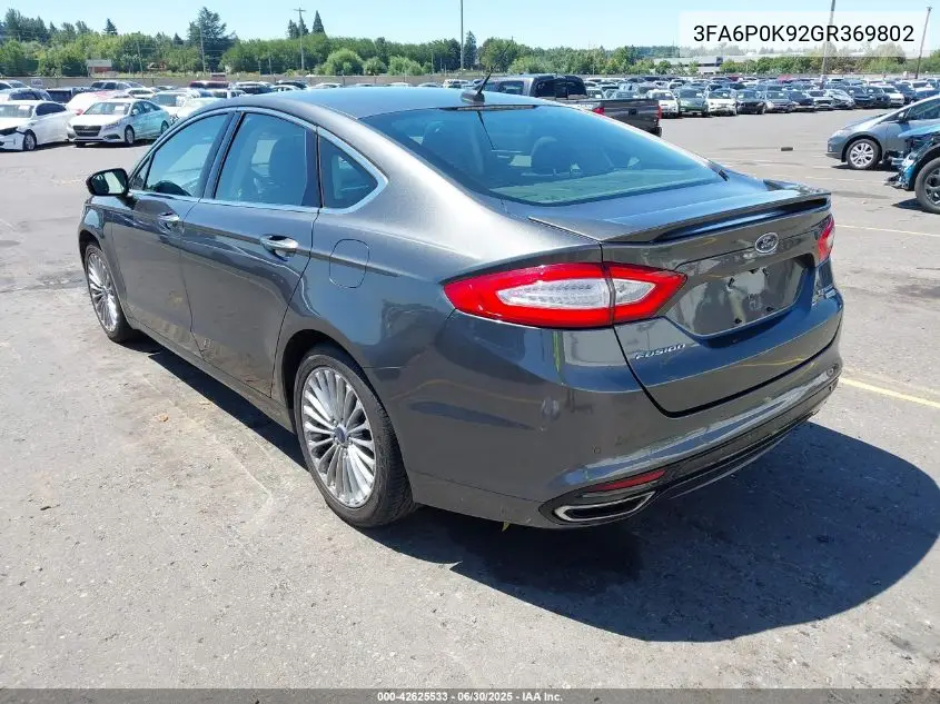 2016 Ford Fusion Titanium VIN: 3FA6P0K92GR369802 Lot: 42625533