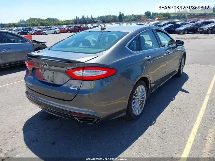 2016 Ford Fusion Titanium VIN: 3FA6P0K92GR369802 Lot: 42625533