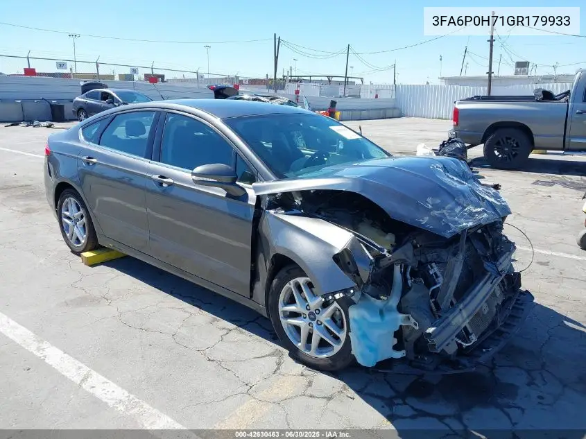 2016 Ford Fusion Se VIN: 3FA6P0H71GR179933 Lot: 42630463
