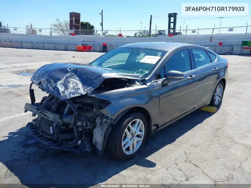 2016 Ford Fusion Se VIN: 3FA6P0H71GR179933 Lot: 42630463