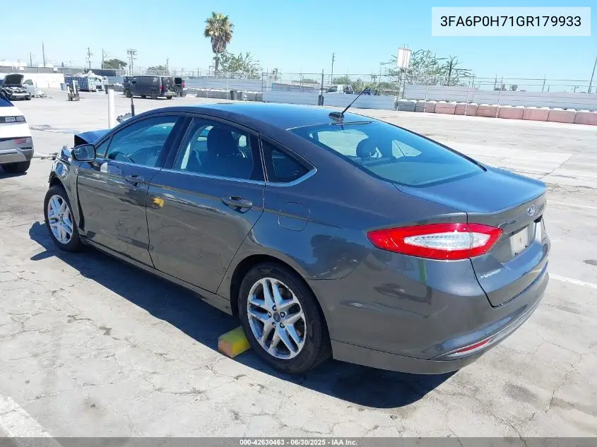 2016 Ford Fusion Se VIN: 3FA6P0H71GR179933 Lot: 42630463