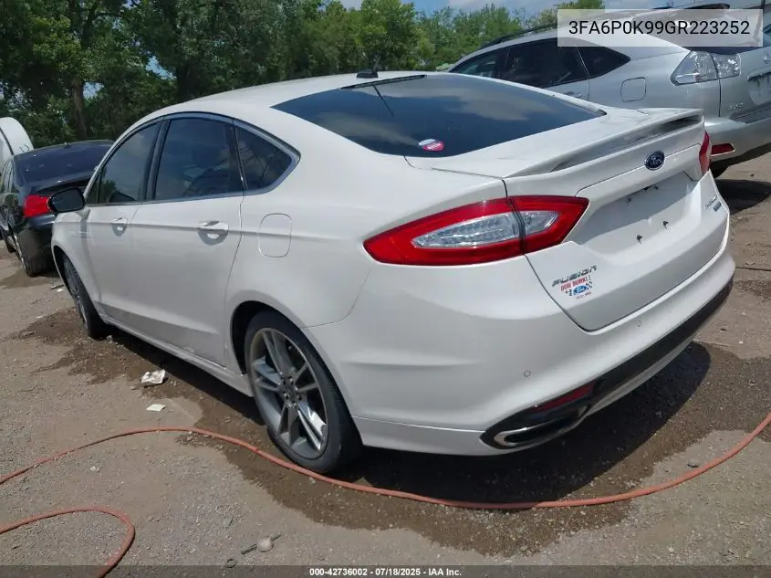 2016 Ford Fusion Titanium VIN: 3FA6P0K99GR223252 Lot: 42736002