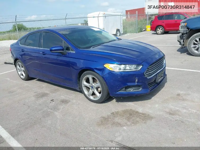 2016 Ford Fusion S VIN: 3FA6P0G73GR314847 Lot: 42758178
