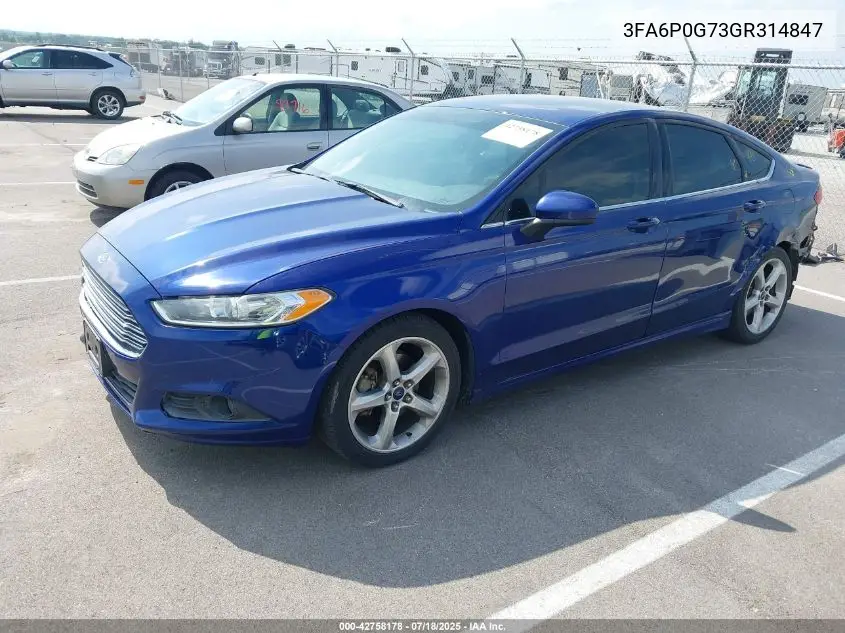 2016 Ford Fusion S VIN: 3FA6P0G73GR314847 Lot: 42758178