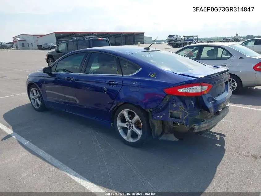 2016 Ford Fusion S VIN: 3FA6P0G73GR314847 Lot: 42758178
