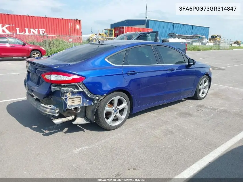 2016 Ford Fusion S VIN: 3FA6P0G73GR314847 Lot: 42758178