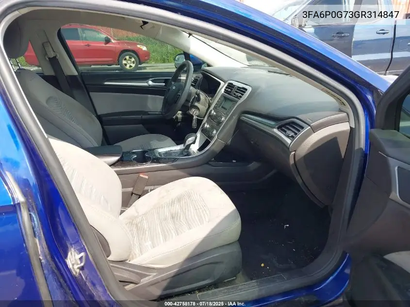2016 Ford Fusion S VIN: 3FA6P0G73GR314847 Lot: 42758178