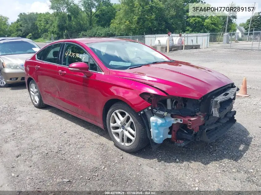 2016 Ford Fusion Se VIN: 3FA6P0H77GR289157 Lot: 42759628