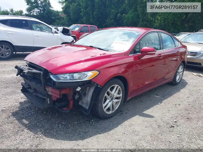 2016 Ford Fusion Se VIN: 3FA6P0H77GR289157 Lot: 42759628